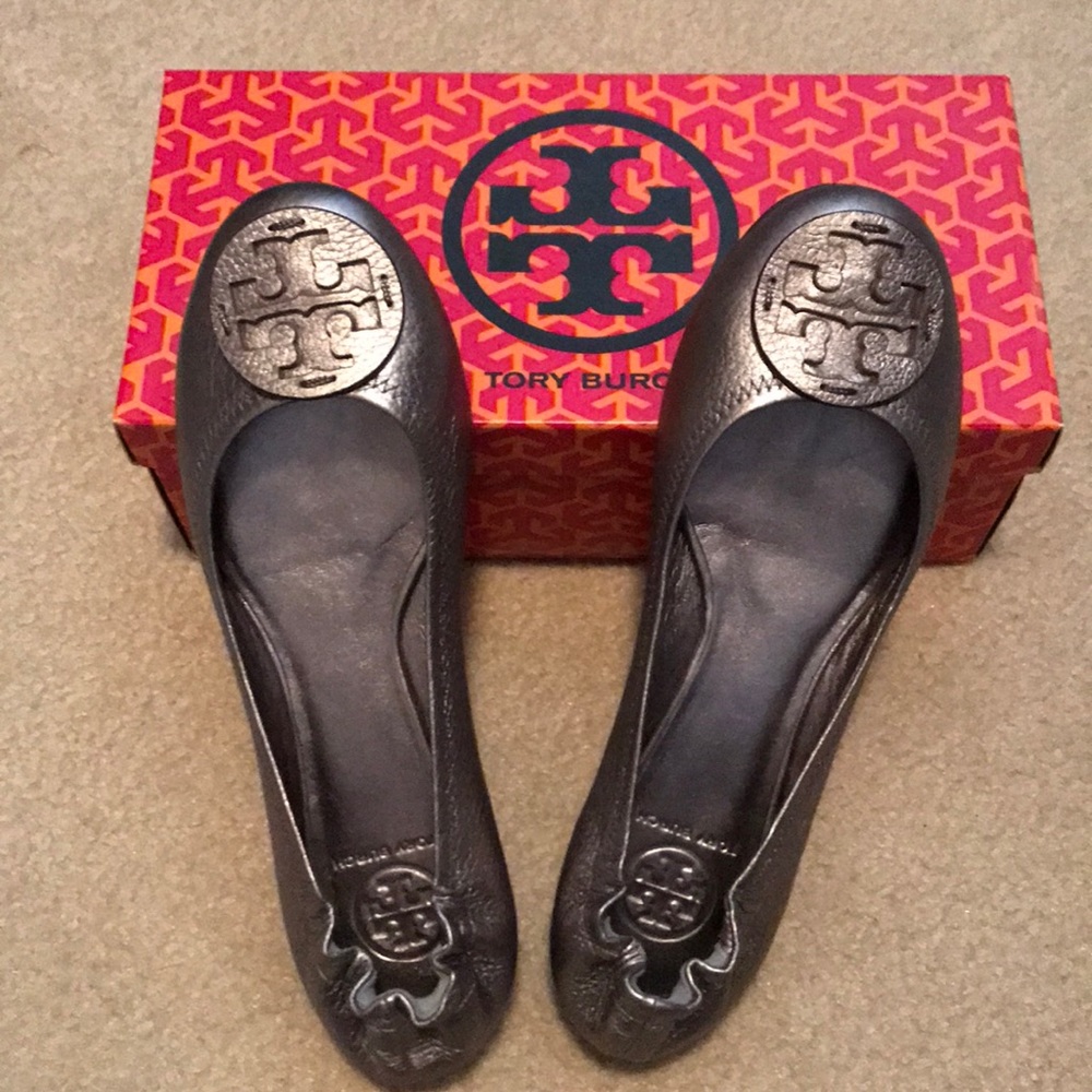 Tory Burch Pewter Reva Flats - Limited Edition